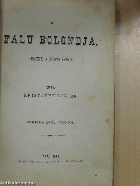 Kristóffy József: A falu bolondja (Szerzői kiadás, 1878) - antikvarium.hu