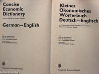 Kleines Ökonomisches Wörterbuch Deutsch-Englisch/Concise Economic Dictionary German-English