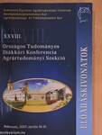 XXVIII. Országos Tudományos Diákköri Konferencia Agrártudományi Szekció