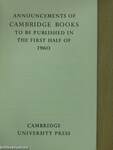 Announcements of Cambridge Books to be Published in the First Half of 1960