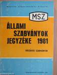 Állami szabványok jegyzéke 1981. I. (töredék)