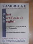 First Certificate in English - Specifications for the Revised FCE examination