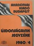 Újdonságaink jegyzéke 1980/4