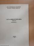 Acta Bibliothecaria Tomus IX. Fasciculus 1.