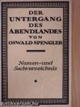 Der Untergang des Abendlandes - Namen- und Sachverzeichnis