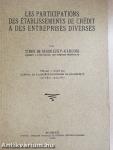 Les participations des établissements de crédit a des entreprises diverses
