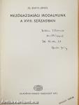 Mezőgazdasági irodalmunk a XVIII. században (dedikált példány)