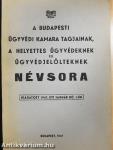 A budapesti ügyvédi kamara tagjainak, a helyettes ügyvédeknek és ügyvédjelölteknek névsora 1947