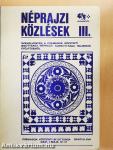 Néprajzi közlések III.