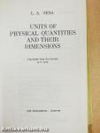 Units of Physical Quantities and Their Dimensions