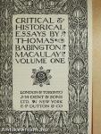 Critical & Historical Essays by Thomas Babington Macaulay I.