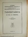 A Budai Zeneakadémia Egyesület államilag engedélyezett magánzeneiskolájának tudósítványa az 1930-31. tanévről