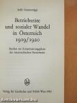 Betriebsräte und sozialer Wandel in Österreich 1919/1920 (dedikált példány)