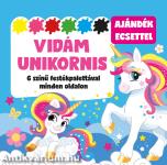Vidám unikornis - 6 színű festékpalettával minden oldalon