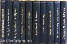 "10 kötet szépirodalmi mű egységes könyvkötőit félbőr kötésben a Pantheon Irodalmi Intézet kiadásában"