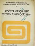 Felvételi vizsga, 1984 - tételek és megoldások