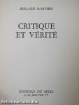 Critique et Vérité