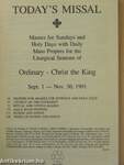 Today's Missal Sept. 1. - Nov. 30, 1991