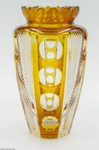 Moser csiszolt borostyán színű art deco üveg váza 20. század első fele
