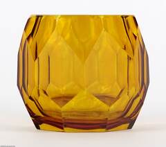 Josef Hoffmann art deco csiszolt borostyán színű üveg váza 1920