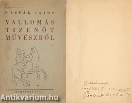 Vallomás tizenöt művészről (Perlrott-Csaba Vilmos festőművész által dedikált példány) (Címlaprajz: Kernstok Károly)