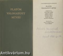 Platón válogatott művei (Weöres Sándor ajándékozási bejegyzésével) 