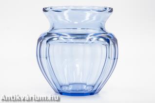 Moser - Josef Hoffmann art deco kék csiszolt üveg váza 1920