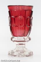 Egermann biedermeier rózsaszín csiszolt üveg pohár 19. század közepe