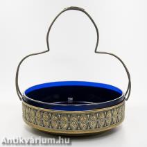 Emanuel Josef Margold - Argentor Wiener Werkstätte fémtartós üvegtál - kínáló 20. század eleje