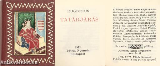 Tatárjárás (minikönyv) (számozott példány, plakettel) (Moldován István festőművész színes rajzaival.) (Kereskedelmi forgalomba nem került.)