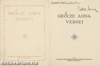 Geőcze Anna versei (Szerző által aláírt, valamint autográf kéziratával (vers) ellátott példány)