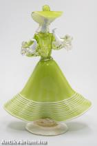 Murano Sommerso zöld üveg figura 20. század közepe 28 cm
