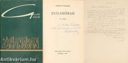 Zuhanóban (dedikált példány) (Melléklet: Gellért Oszkár aláírt autográf magánlevele.)