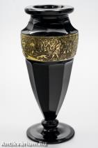 Moser csiszolt art deco lila üveg váza 1920