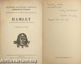 Hamlet (Szász Károly színművész által Somlay Artúr színésznek dedikált példány, különálló melléklettel.)