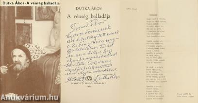 A vénség balladája (dedikált, gépelt versmelléklettel ellátott példány) (A védőboríték és a belső kép Gink Károly felvétele)