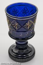 Biedermeier kobaltkék üveg serleg 19. század első fele