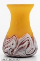 Murano Satinato sárga üveg váza 20. század első fele 6 cm
