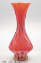 Fratelli Toso Murano Opalin buborékos pink - narancs üveg váza 20. század közepe 25 cm