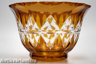 Karl Schappel Haida art deco csiszolt borostyán üveg tál 1920