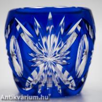 Francia art deco csiszolt kobaltkék üveg váza 20. század első fele