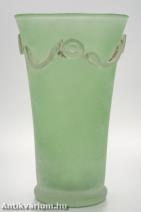 Murano-Seguso Scavo zöld üveg váza 20. század közepe 25 cm