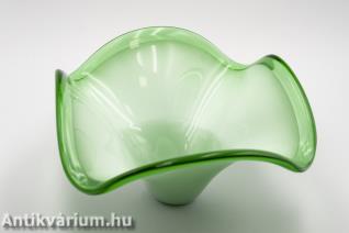 Murano Sommerso zöld üveg tál 20. század közepe 26 cm