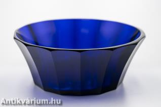 Josef Hoffmann - Moser art deco kobaltkék csiszolt üveg tál 1920 