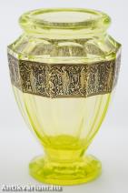 Moser csiszolt art deco uránzöld üveg váza 1920