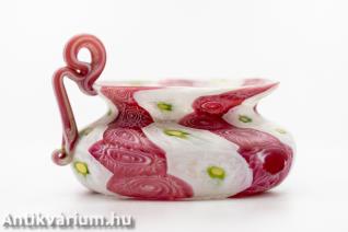 Fratelli Toso Millefiori fehér-pink üveg kancsó 1910
