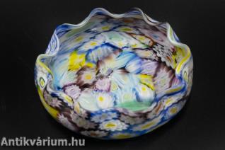 Fratelli Toso Millefiori multikolor üveg tál 1910 10 cm