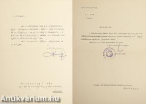 Ortutay Gyula ideiglenes miniszteri kinevezéséről szóló hivatalos okirat - 1947. 09. 04. (A dokumentumot aláírásával hitelesítette Tildy Zoltán köztársasági elnök és Dinnyés Lajos miniszterelnök.)