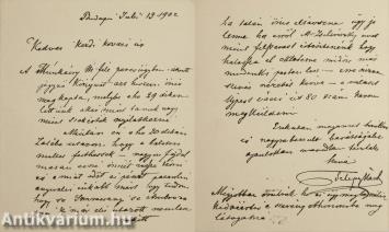 Telepy Károly által Kézdi-Kovács László részére írt autográf levél (borítékban)