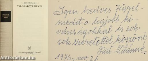 Füst Milán válogatott művei (Füst Milánné által dedikált példány)